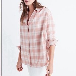 Madewell Central Plaid Button Up Shirt Size Small Danville Pink White New